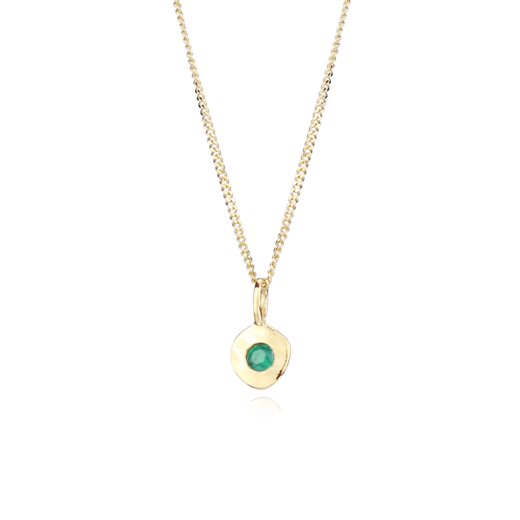 Emerald circle pendant necklace by Mounir